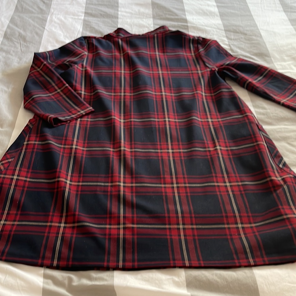 Zara plaid a-line dress with front pockets 3/4 sleeves exposed gold zipper - Picture 13 of 13